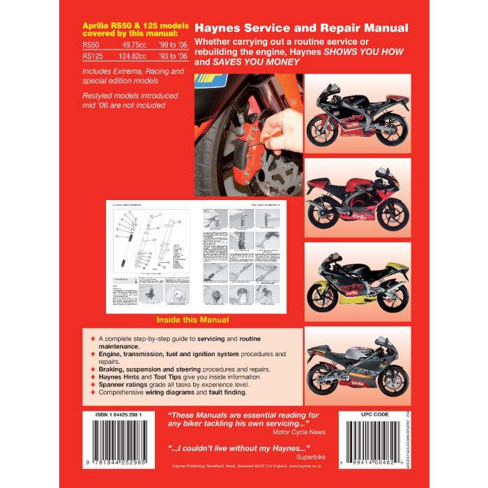 Aprilia RS50 (1993-2006) Repair Manual Haynes Reparaturanleitung 