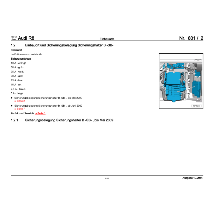 Audi R8 (2006-2014) Schaltpläne und Elektrik