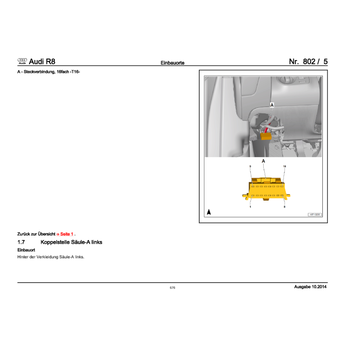 Audi R8 (2006-2014) Schaltpläne und Elektrik