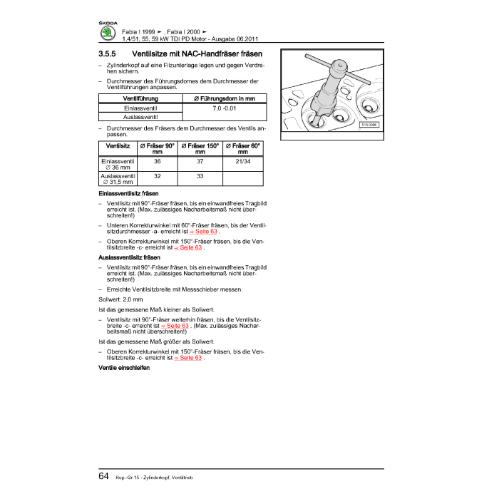 Skoda Fabia 1 (1999-2007) Reparaturleitfaden Motor 1,4 Liter TDI Pumpe Düse Diesel 51, 55, 59 kW