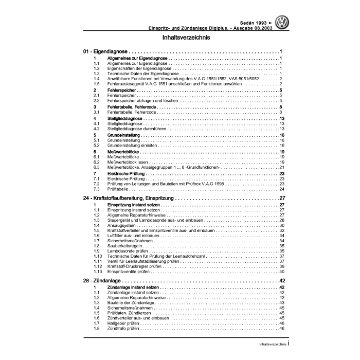 VW Käfer Mexiko 1,6 Liter (1993-2004) Reparaturleitfaden Einspritzanlage und Zündanlage Digiplus ACD