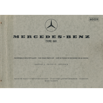 Mercedes Type 381 (1973) Ersatzteilliste Fahrerhaus / Cab Spare Parts List
