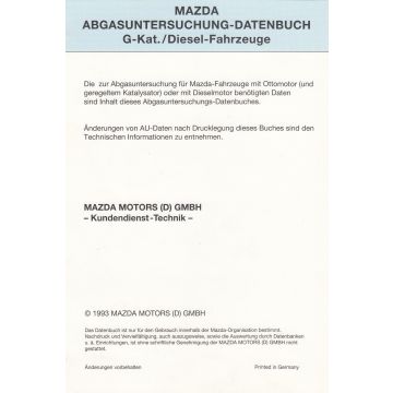 Mazda AU-Datenbuch Benzin und Diesel 1993
