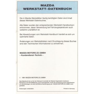 Mazda Werkstatt-Datenbuch 1991