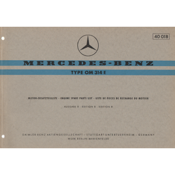 Mercedes Benz TypeOM 314 E (1965) Motor-Ersatzteilliste