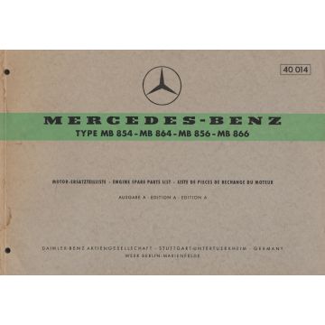 Mercedes Benz MB 854  (1964) Motor Ersatzteilliste