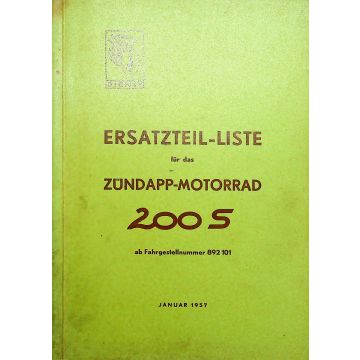 Zündapp 200 S (1957) Ersatzteil Liste