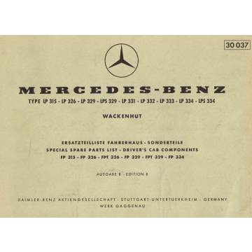 Mercedes Benz Type LP 315-  LP334 /LPS 329-  LPS334 (1963)  Ersatzteilliste