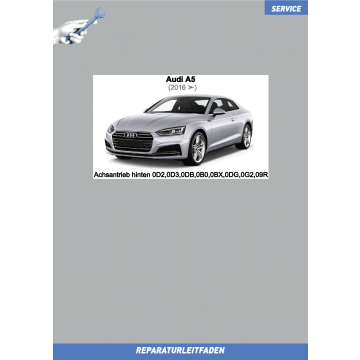 Audi A5 (2016 ➤) Reparaturleitfaden Achsantrieb hinten 0D2, 0D3, 0DB, 0B0, 0BX, 0DG, 0G2, 09R