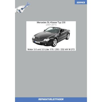 Mercedes SL-Klasse Typ 230 (2001-2011) Reparaturleitfaden Motor 3.0 und 3.5 Liter 170 / 200 / 232 kW M 272