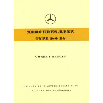 Mercedes Benz W120 Typ 180 Db (1959-1961) Owners Manual