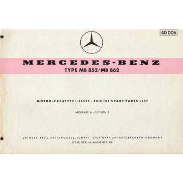 Mecedes Benz MB 852 / MB 862 (1961) Motor Esatzteiliste