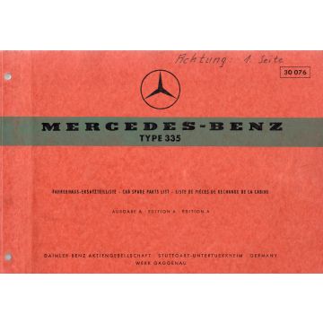 Mercedes Benz 335 (1968) Fahrerhaus Ersatzteilliste Ausgabe A