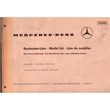 Mercedes Benz Baumuster Liste (1972) Ausgabe F
