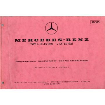 Mercedes Benz L-LS 1621 -L-LS 1921 (1970) Fahrgestellersatzteillise Ausgabe A