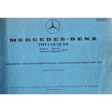 Mercedes Benz L/LA/LG 312 (1961) Fahrgestell-und Aufbau-Ersatzteilliste Ausgabe G