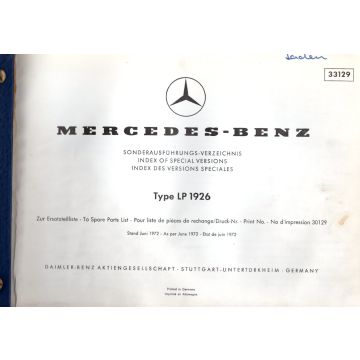 Mercedes Benz LP 1926 (1972) Sonderausführungs Verzeichnis