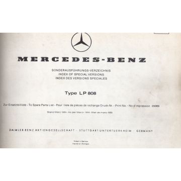 Mercedes Benz LP 808 (1969) Sonderausführungs Verzechnis