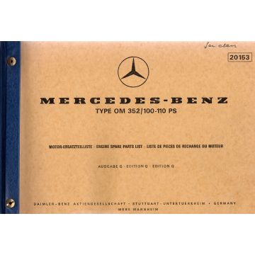 Mercedes Benz OM 352 / 110-110 PS (1972) Motor Ersatzteilliste 