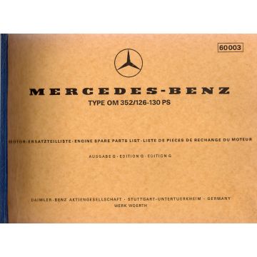 Mercedes-Benz OM 352 (1972) Motor-Ersatzteilliste Ausgabe G