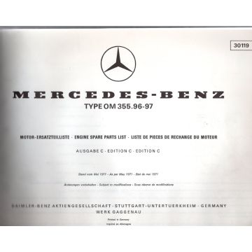 Mercedes Benz OM 355.96-97 (1971) Motor Ersatzteilliste