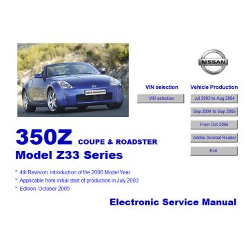 Nissan 350 Z (2003-2006) Service Manual CD