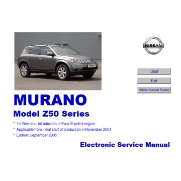 Nissan Murano Z50 (2004-2005) Service Manual on CD