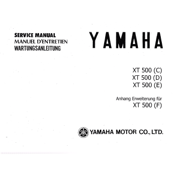 Yamaha XT 500 C/D/E (>1979) & Anhang XT 500 F - Wartungsanleitung