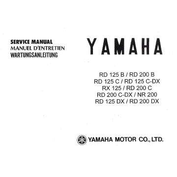 Yamaha RD 125 (B-C) mit DX, NR 200 und Ergänzung (>1976) - Werkstatthandbuch