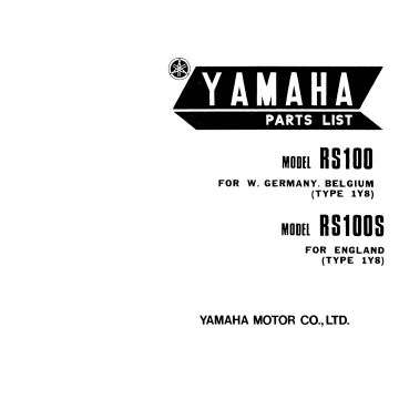 Yamaha RS 100/100S - Parts List