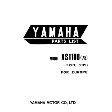 Yamaha XS 1100 (>1978) - Parts List