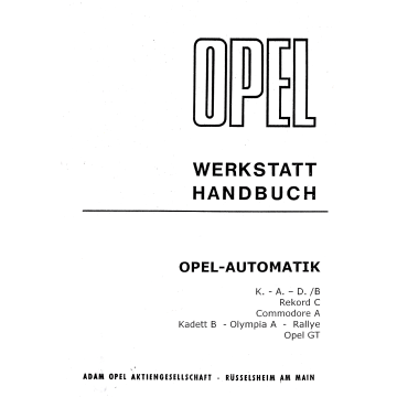 Opel Automatik für Commo A - Werkstatthandbuch