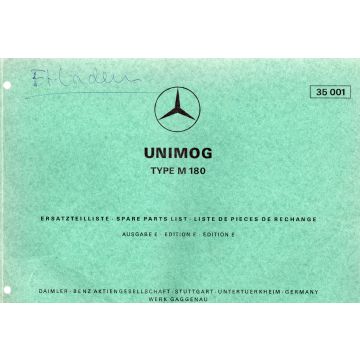 Unimog M 180 (1969) Ersatzteilliste Ausgabe E 