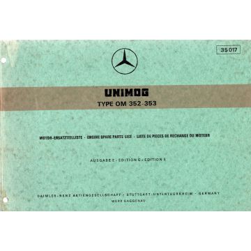 Unimog OM 352-353 (1971) Motor Ersatzteillisten Ausgabe E 