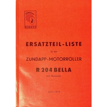 Zündapp Motorroller R 204 Bella (1958-1964)  Ersatzteilliste