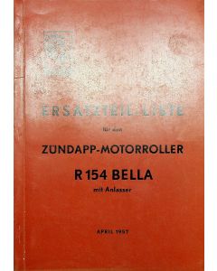 Zündapp Motorroller R 154 Bella (1957) Ersatzteil Liste