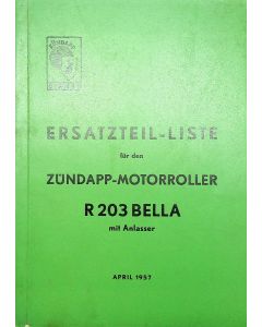 Zündapp R 203 Bella (1957) Ersatzteil Liste