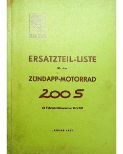 Zündapp 200 S (1957) Ersatzteil Liste