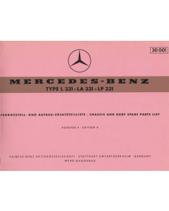 Mercedes Benz L331 - LA331 - LP331 (1958) Fahrgestell und Aufbau Ersatzteilliste