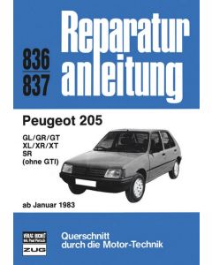 Peugeot 205 GL / GR / GT / XL / XR / SR (83>) Reparaturanleitung Bucheli 836