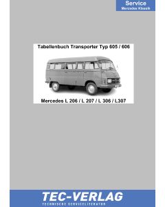  Mercedes L206 / L207 / L306 / L307 Tabellenbuch Transporter 605 und 606