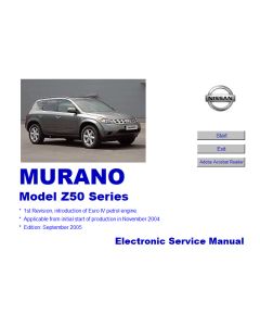 Nissan Murano Z50 (2004-2005) Service Manual on CD