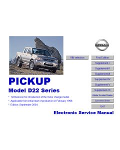 Nissan Pickup D22 (1998-2004) Service Manual on CD