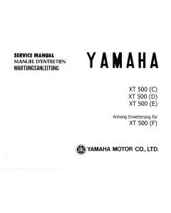 Yamaha XT 500 C/D/E (>1979) & Anhang XT 500 F - Wartungsanleitung