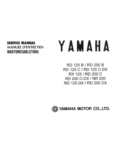 Yamaha RD 125 (B-C) mit DX, NR 200 und Ergänzung (>1976) - Werkstatthandbuch