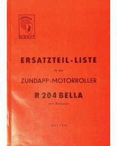 Zündapp Motorroller R 204 Bella (1958-1964)  Ersatzteilliste